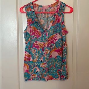 Lilly Pulitzer Pink Flamingo Tank Top Size Large